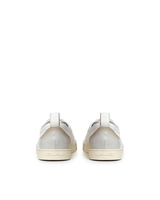 Santoni White Leather Off-Duty Trainers for men