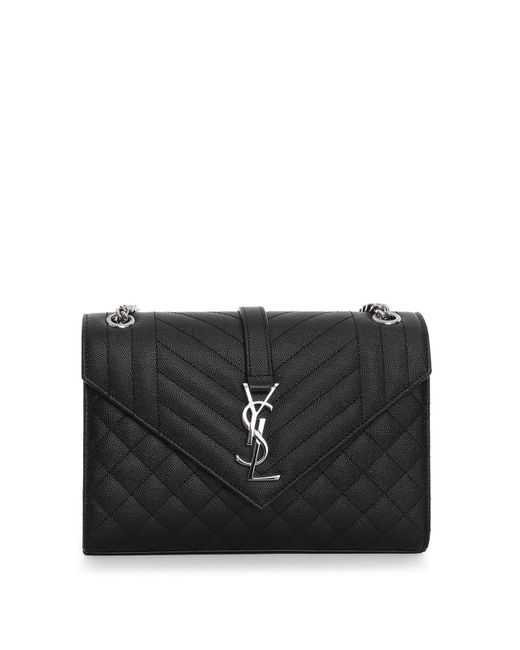 Saint Laurent Black Monogram Leather Shoulder Bag