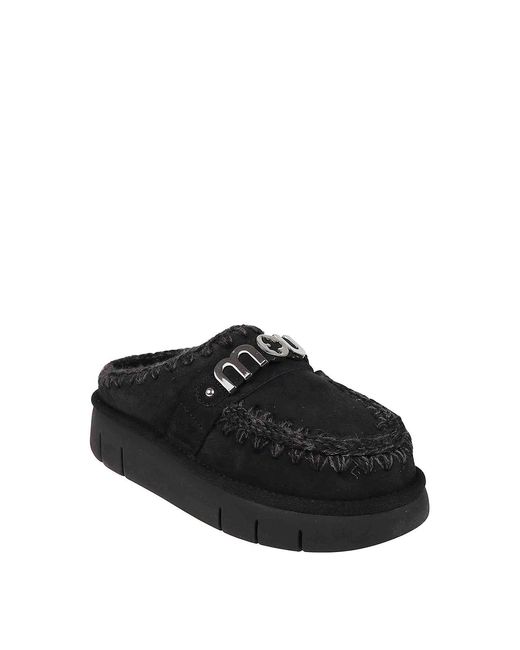 Mou Black Bounce Clog Metal Logo