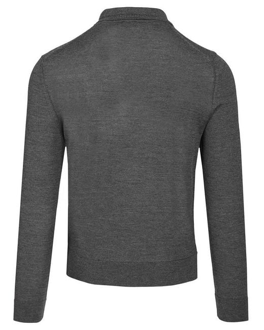 Etro Gray Wool And Silk Polo Shirt for men