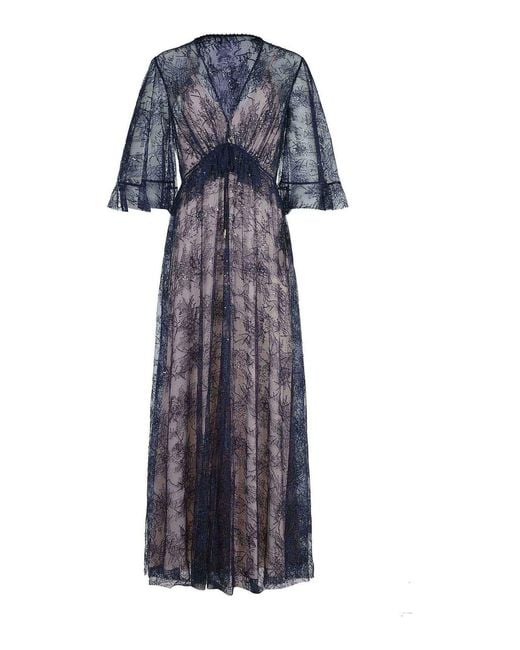 Alberta Ferretti Blue Dress Made Of Lace