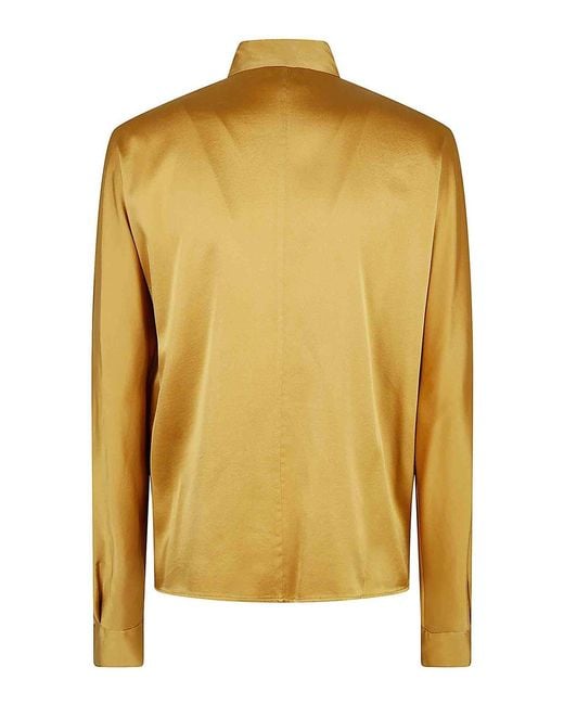 Forte Forte Yellow Heavy Stretch Silk Satin Kimono Shirt