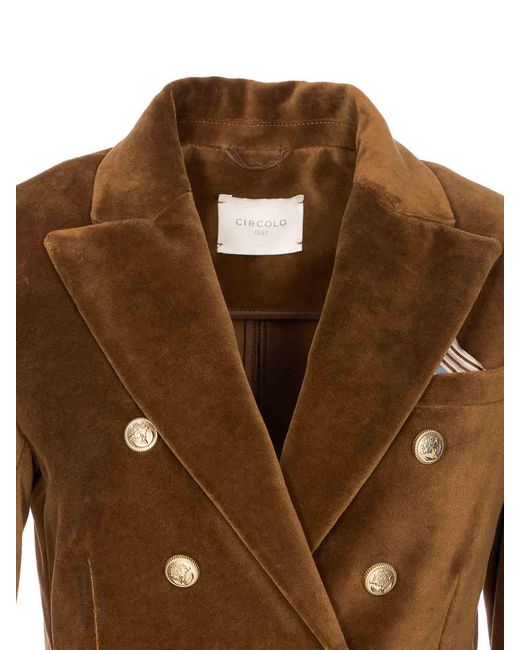 Circolo 1901 Brown Suede Double Breasted Button Closure