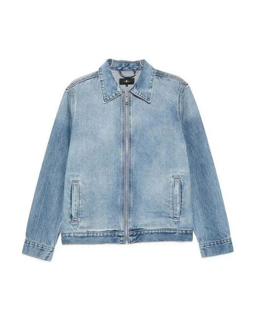 7 For All Mankind Blue 'Harrington Jacket Mason' Jacket for men