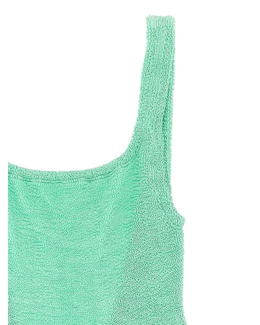 Hunza G Green Square Neck One-Piece Swimsuit