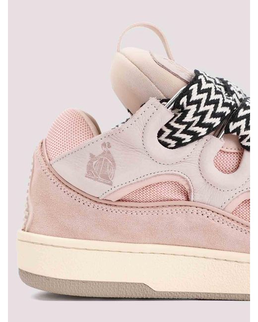 Lanvin Pink Leather Curb Sneakers