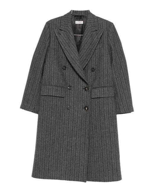 Alberto Biani Gray Wool Double-Breasted Coat
