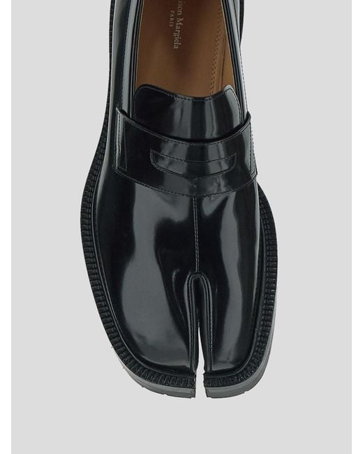 Maison Margiela Black Brushed Leather Tabi Loafers for men