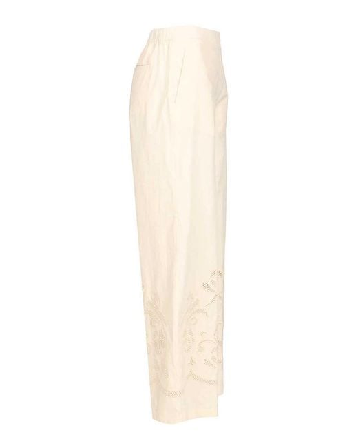 Forte_forte White Lunamaris Embroidery Co Popline Cropped Pants