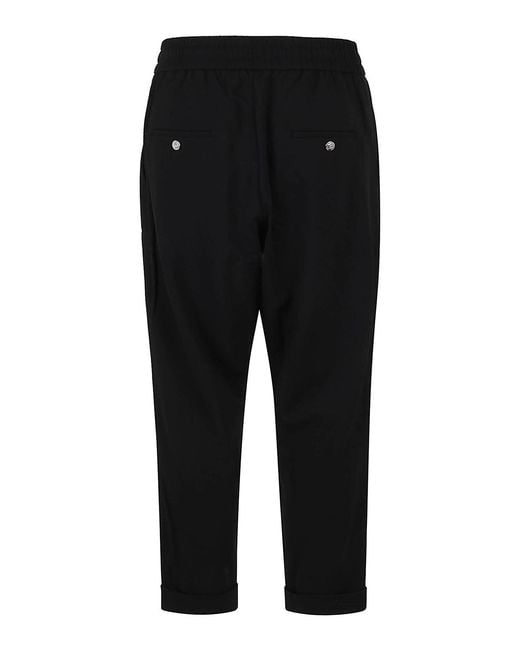 Balmain Black Wide Leg Trousers With Drawstrings for men