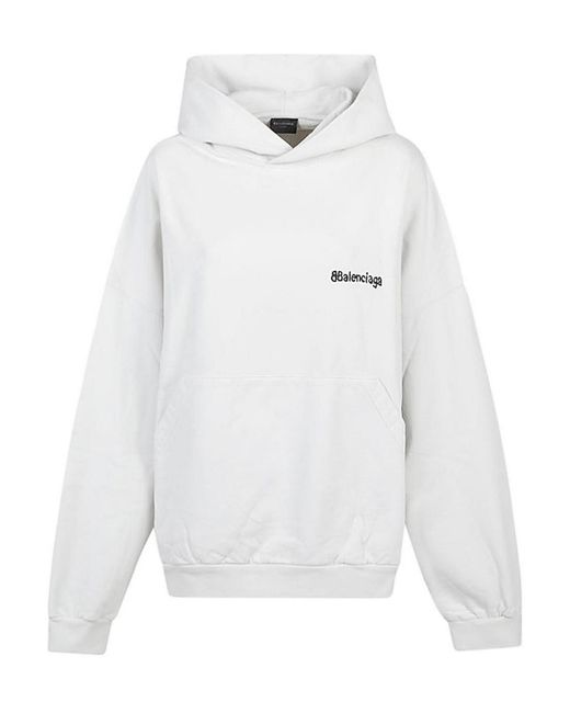 Balenciaga White Bb Corp Cotton Hoodie