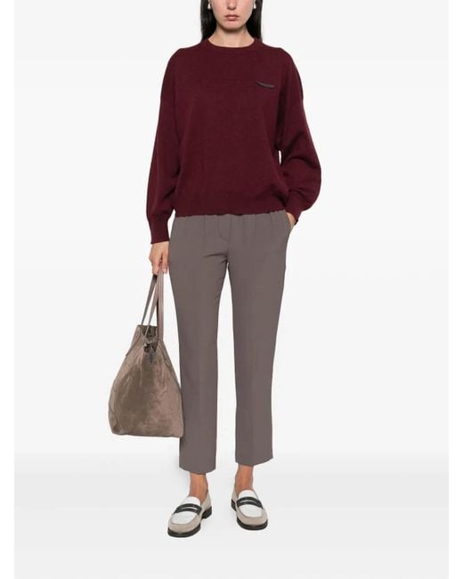 Brunello Cucinelli Red Crew Neck Sweater