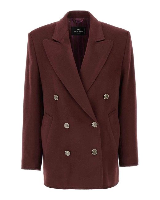 Etro Brown Double-Breasted Blazer
