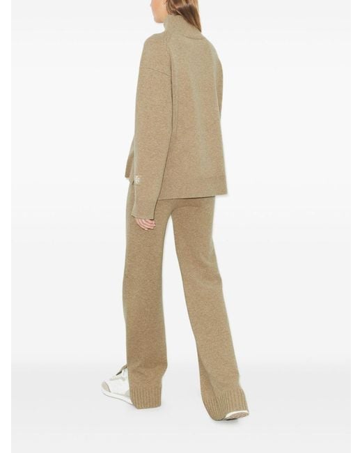 Tory Burch Natural Melange Oatmeal Wool Trousers
