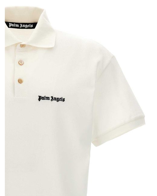 Palm Angels White 'Classic Logo' Polo Shirt for men