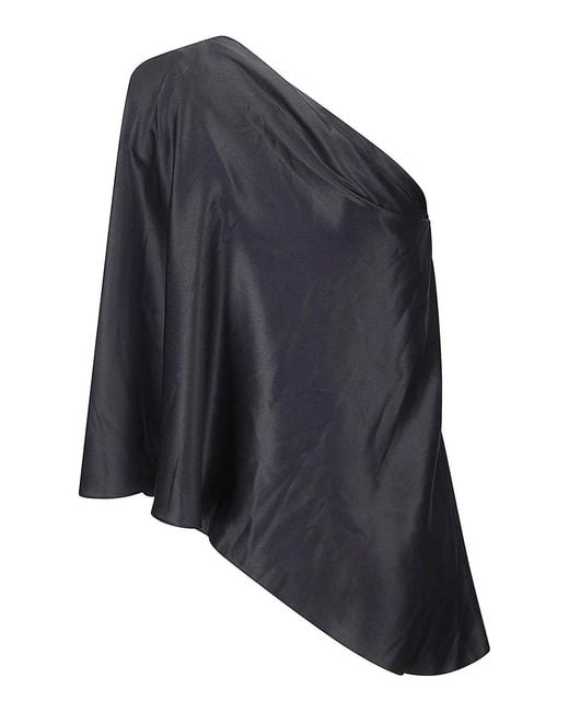 ALAINPAUL Blue Asymmetrical Falling Bustier Top