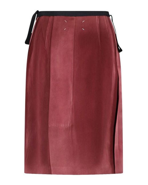 Maison Margiela Red Viscose Midi Skirt