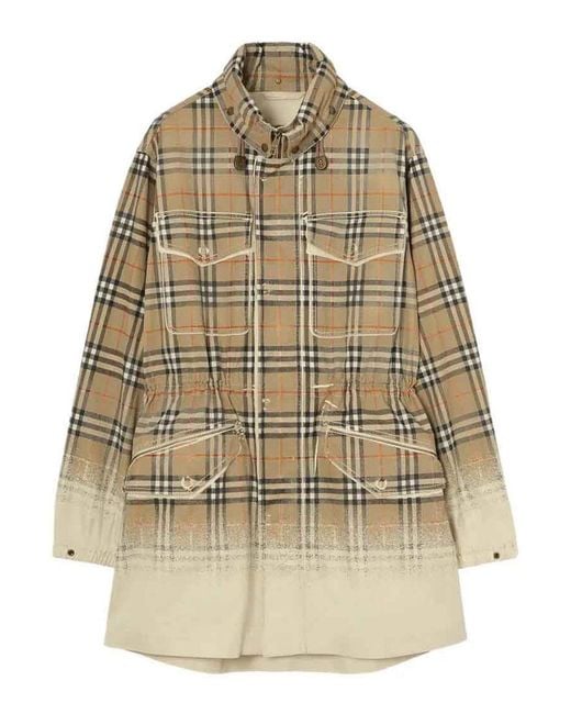 Burberry Natural Apos;S Lancaster Check Tropical Gabardine Parka for men