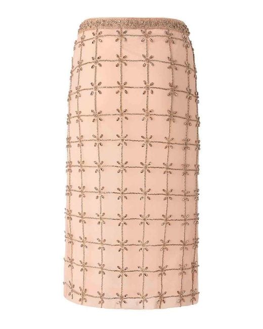 Pinko Natural Crystal Embellished Skirt