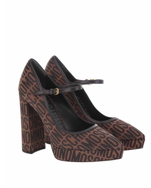 Moschino Brown Mary Jane Logo
