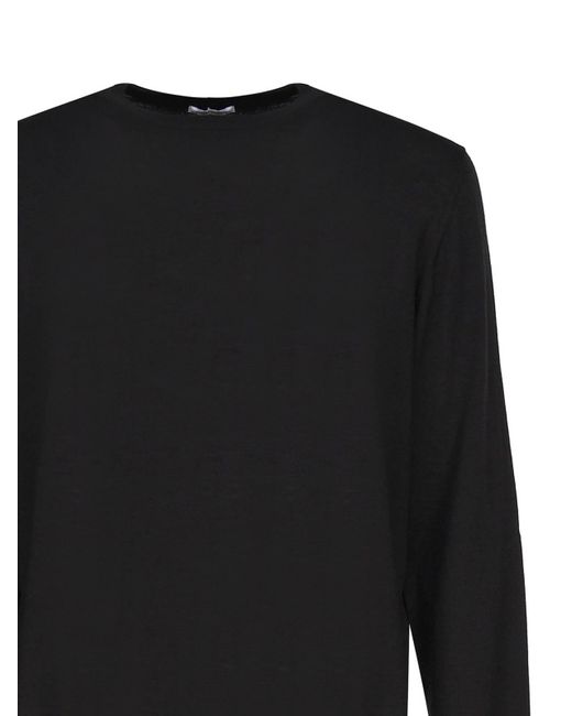 Malo Black Cashmere And Silk Crew Neck Sweater for men