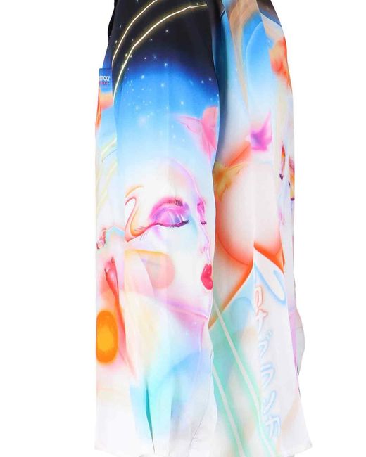 Casablanca Blue Silk Shirt With Light Print for men