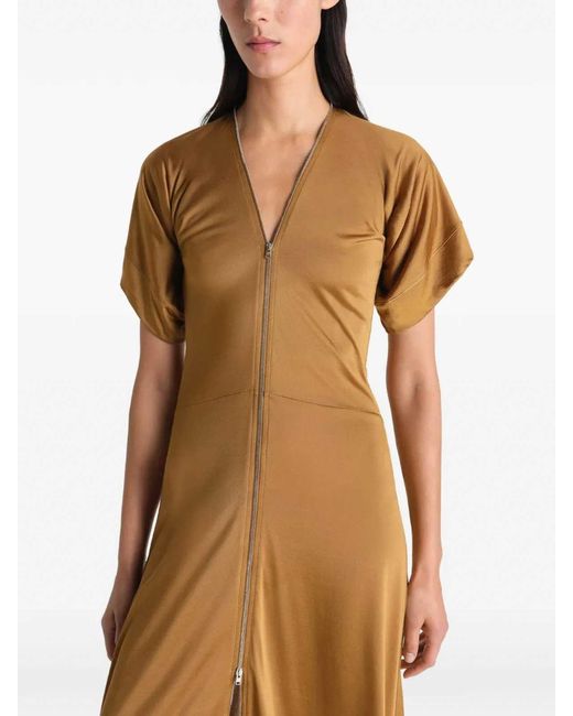 Lemaire Metallic V-Neck Zipped Dress