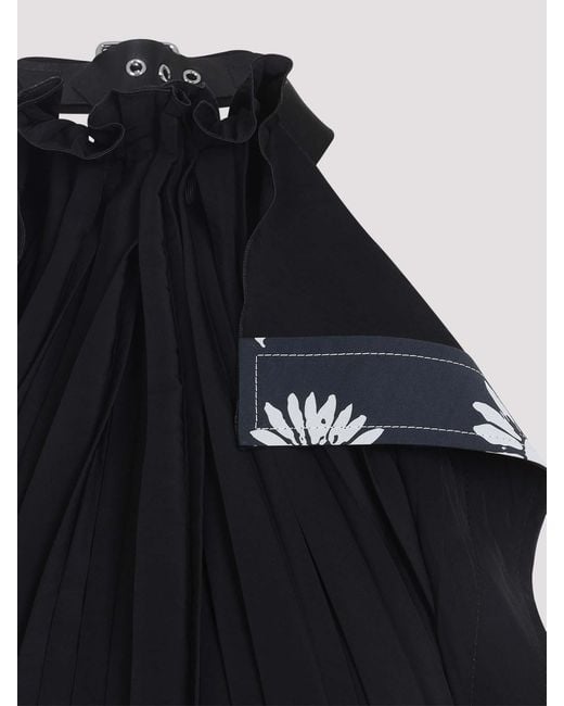 Lanvin Black Floral Print Plated Maxi Dress