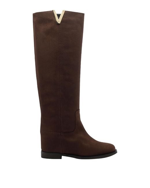 Via Roma 15 Brown Leather V Boots