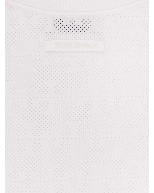 Tory Burch White T Monogram Jacquard Viscose Blend T-Shirt