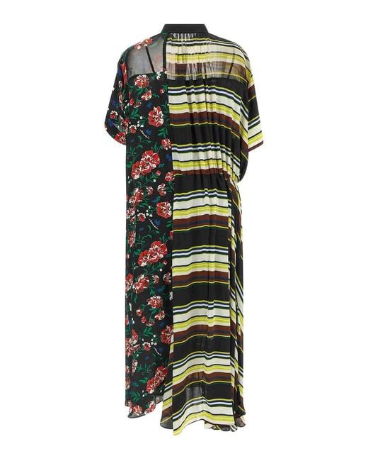 Sacai Green Pattern Mix Dress