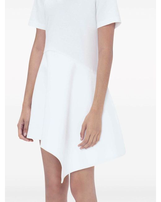 J.W. Anderson White Polo-collar Cotton Asymmetric Dress