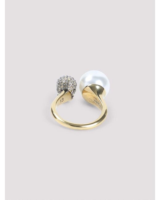 McQueen White Pearly Skull Ring