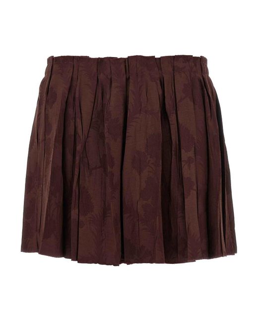 Etro Brown Jacquard Floral Patterned Skirt