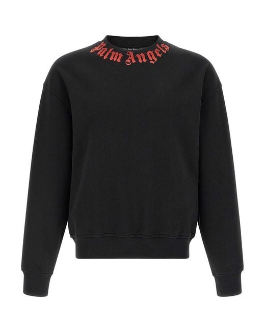 Palm Angels Black Neck Logo Sweatshirt for men