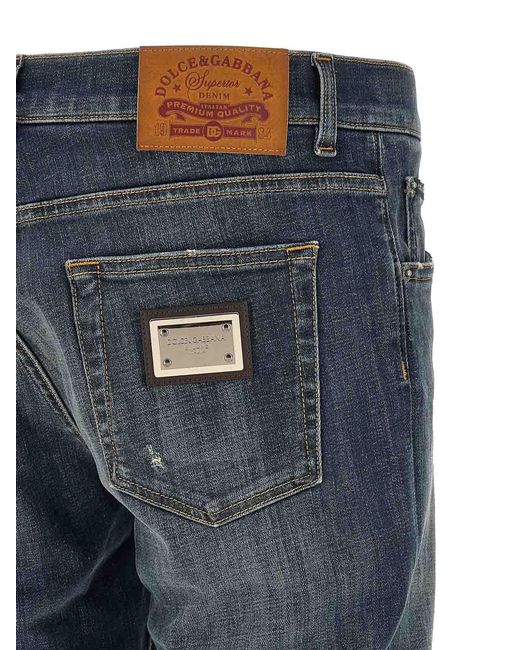 Dolce & Gabbana Blue Used Effect Jeans for men