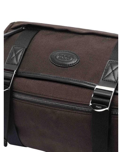 Tod's Black Leather And Fabric Crossbody Bag for men