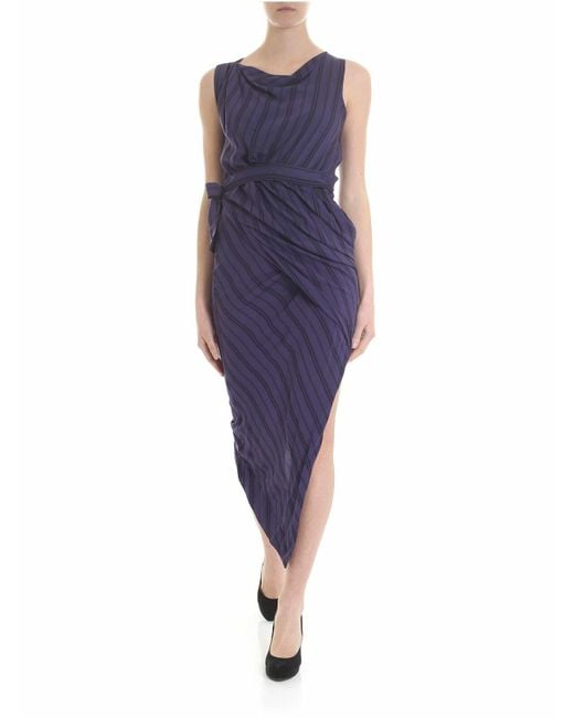 Vivienne Westwood Blue Vian Dress With And Black Stripes