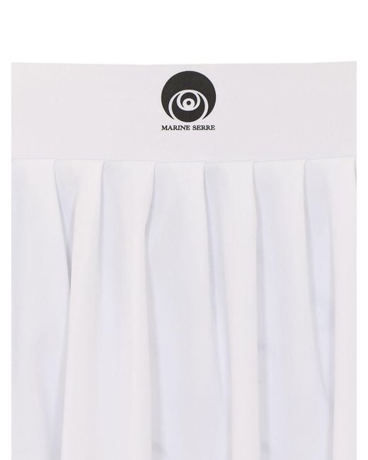 MARINE SERRE White Pleated Mini Skirt