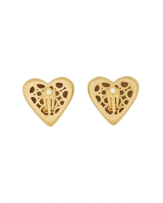 Dolce & Gabbana Metallic Heart Earrings With Dg Logo
