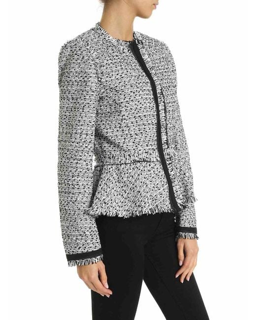 Karl Lagerfeld Gray Bouclé Motif Jacket