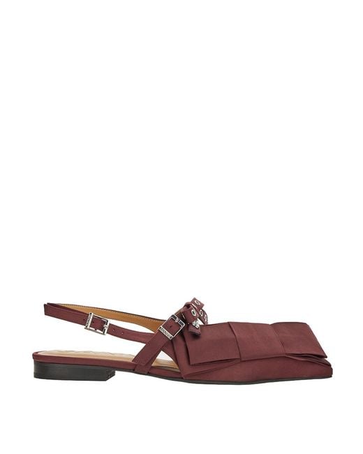 Ganni Brown Satin Ballerina