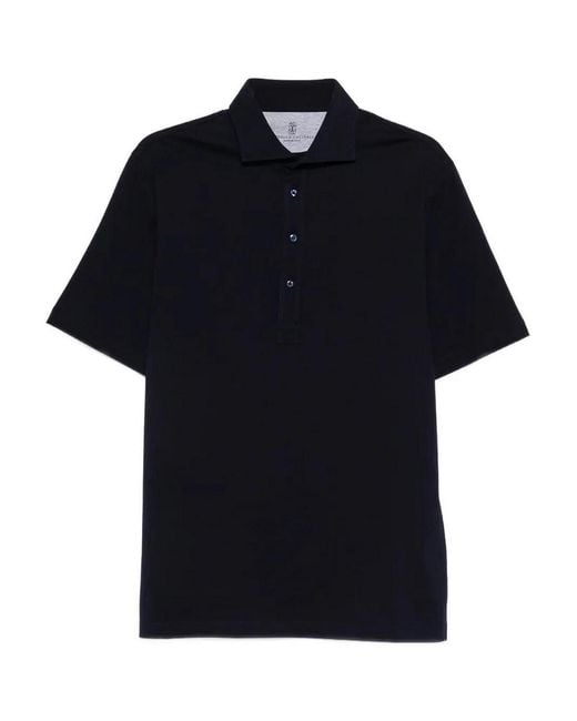 Brunello Cucinelli Black Short Sleeve Polo for men