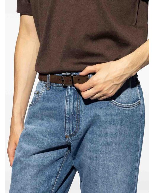 Dolce & Gabbana White Dolce&Ampgabbana Leather Belt With Buckle for men
