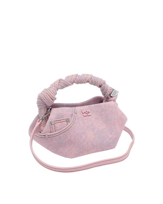 Ganni Pink Mini Bou Denim Handbag