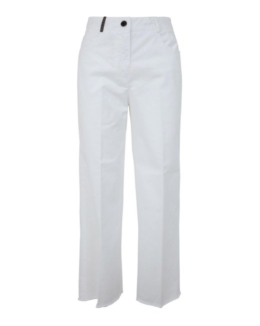 Peserico White Cotton Gabardine Jeans
