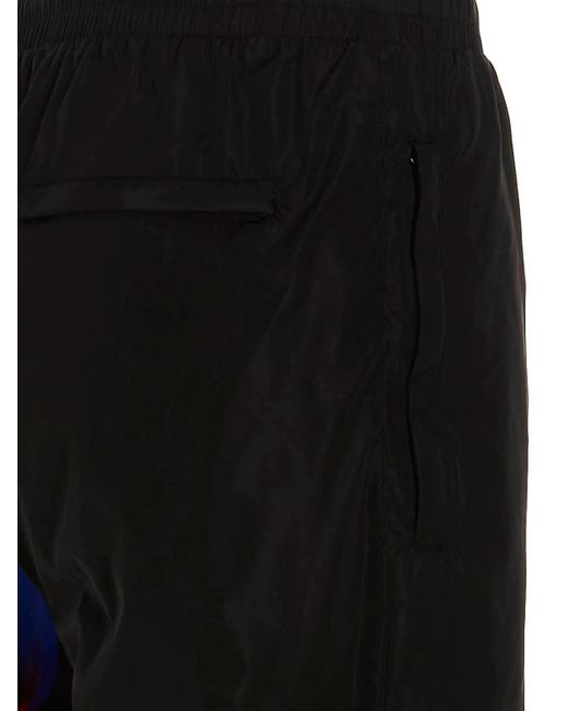 Moschino Black Contrast Print Nylon Joggers With Elastic Waistband for men