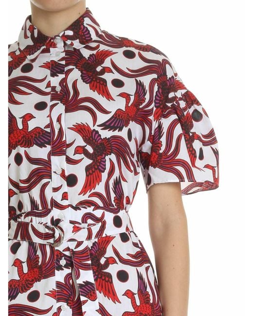 KENZO Red Belted And Shirting Dress
