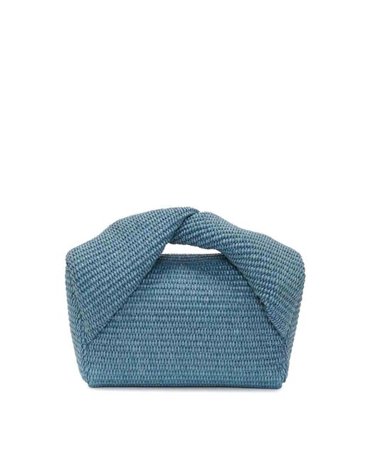 J.W. Anderson Blue Twister Midi Raffia Bag