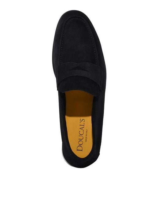 Doucal's Black Penny Adler Suede Moccasin for men